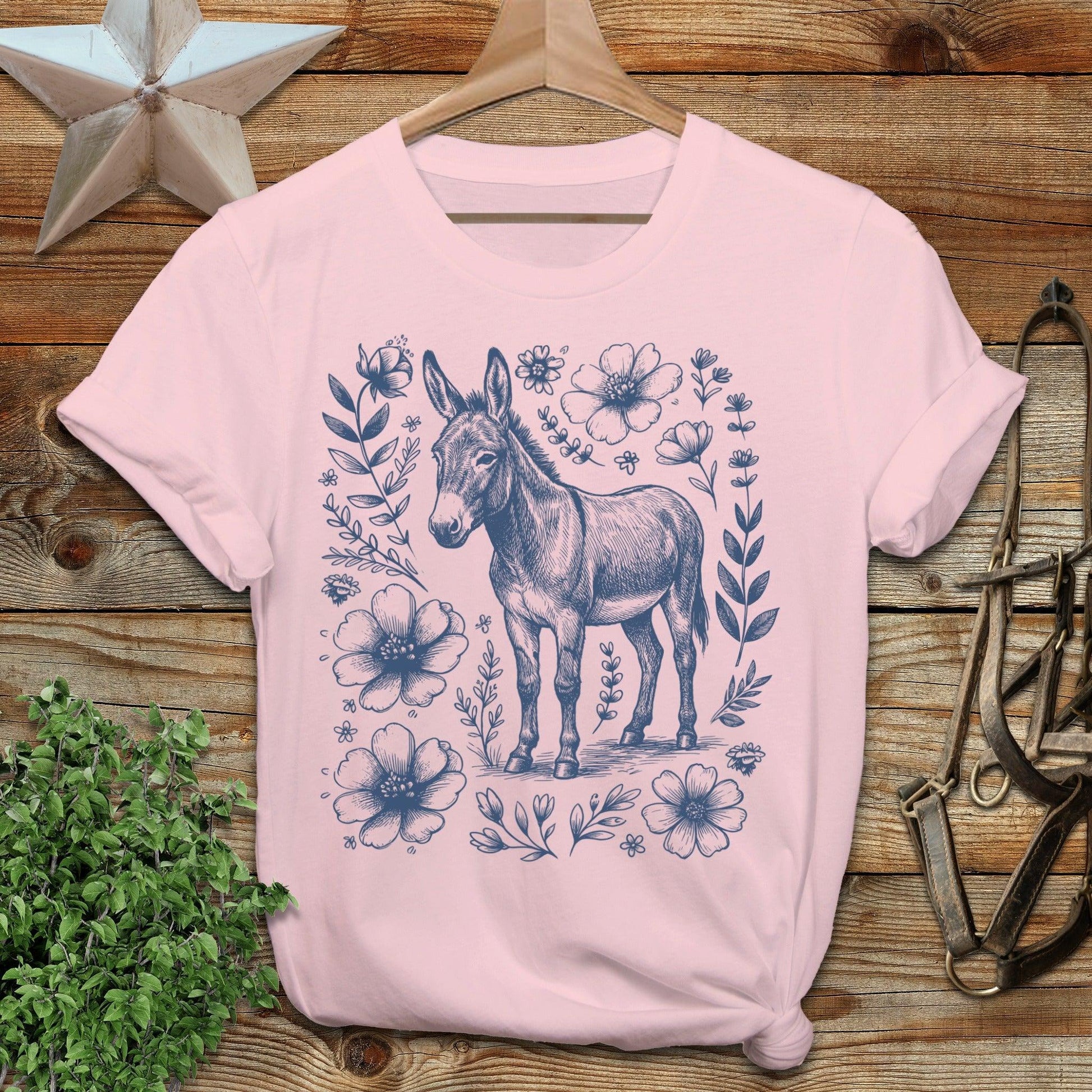 Botanical Donkey Illustration T-Shirt