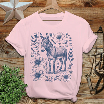 Botanical Donkey Illustration T-Shirt