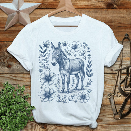 Botanical Donkey Illustration T-Shirt