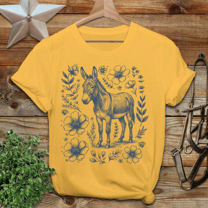 Botanical Donkey Illustration T-Shirt