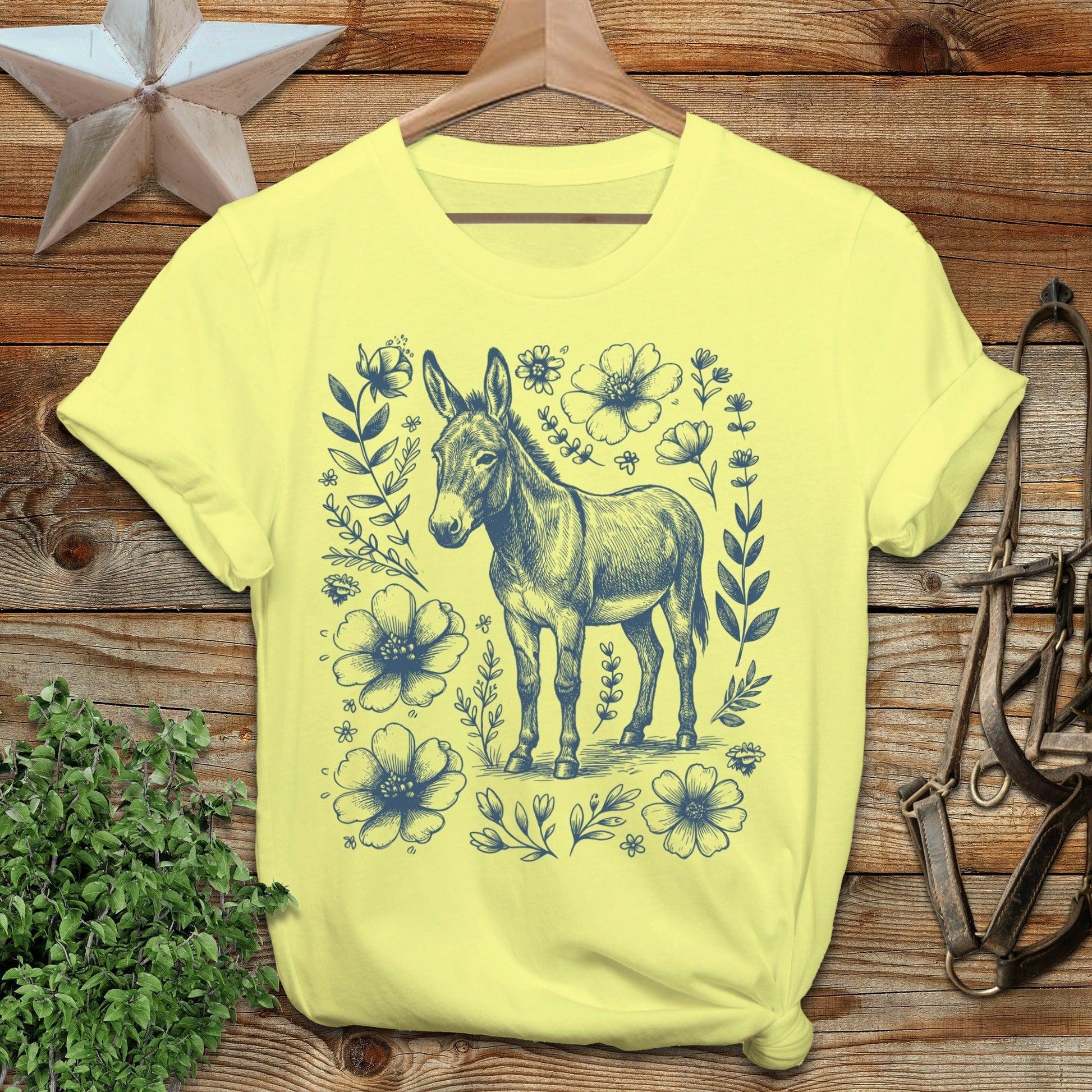 Botanical Donkey Illustration T-Shirt