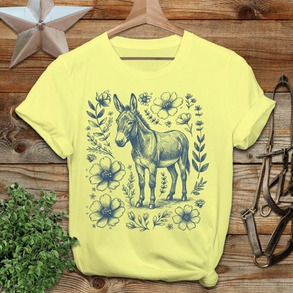 Botanical Donkey Illustration T-Shirt
