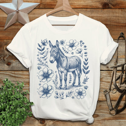 Botanical Donkey Illustration T-Shirt