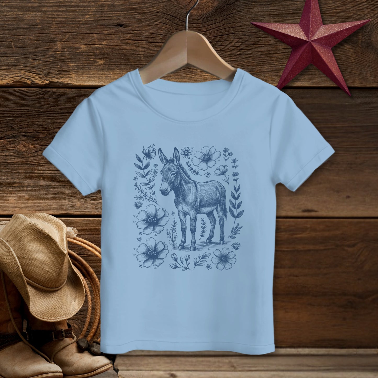 Botanical Donkey Illustration T-Shirt (Toddler)