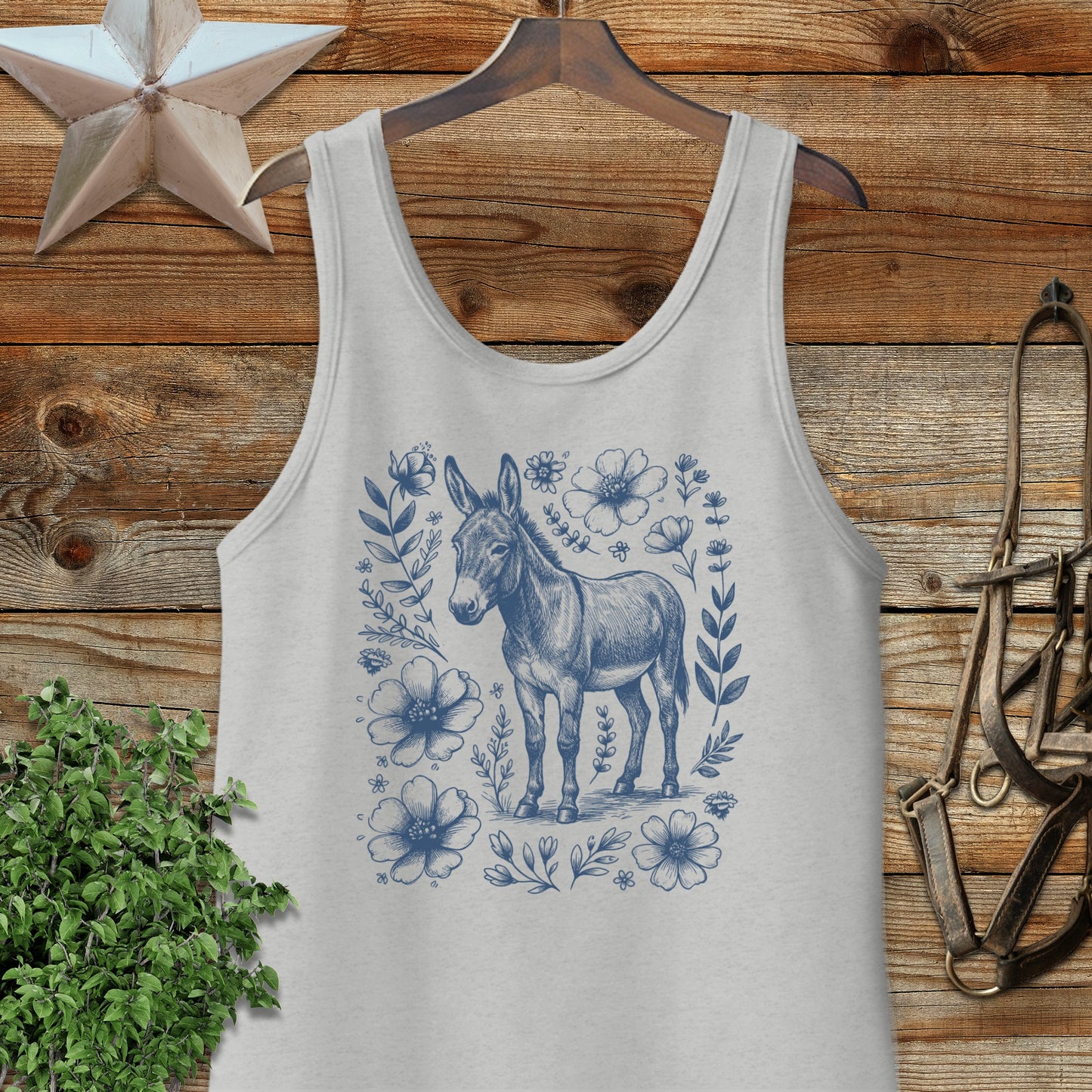 Botanical Donkey Illustration Tank Top