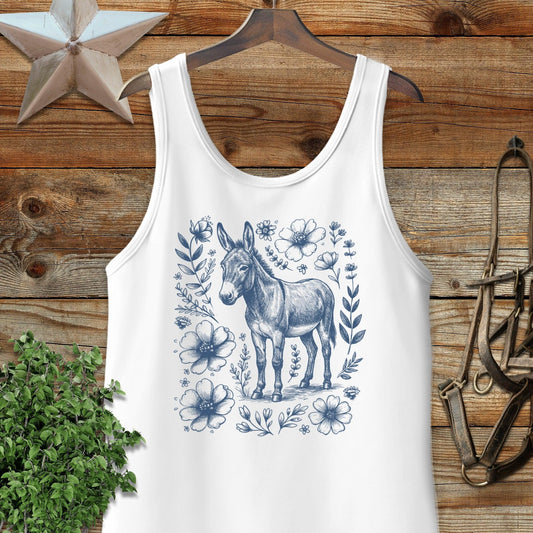 Botanical Donkey Illustration Tank Top