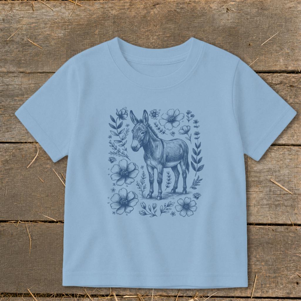 Botanical Donkey Illustration Toddler Tee