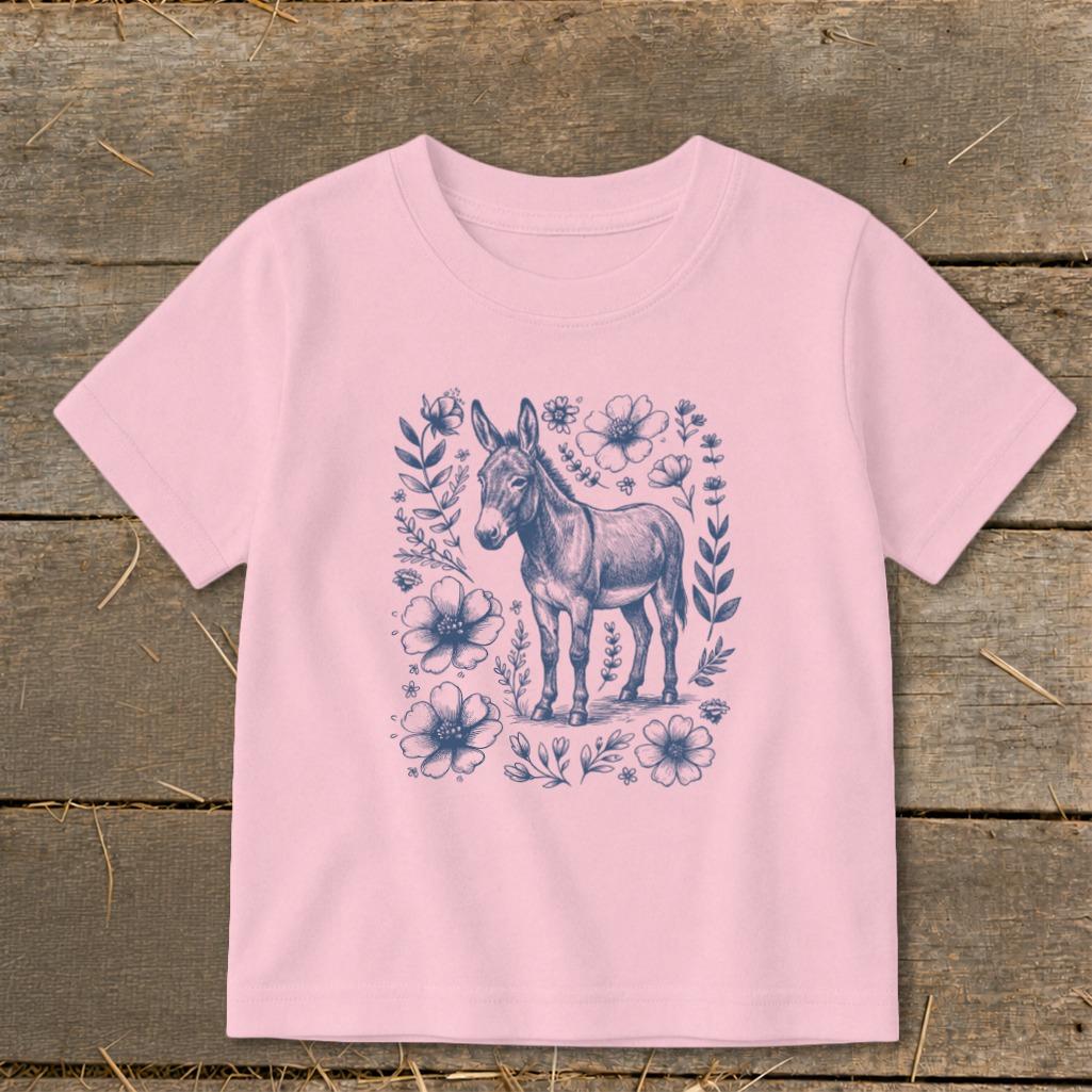 Botanical Donkey Illustration Toddler Tee
