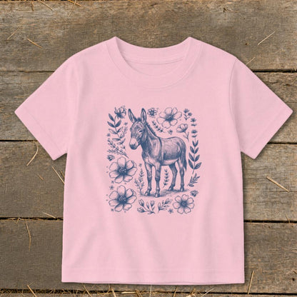 Botanical Donkey Illustration Toddler Tee