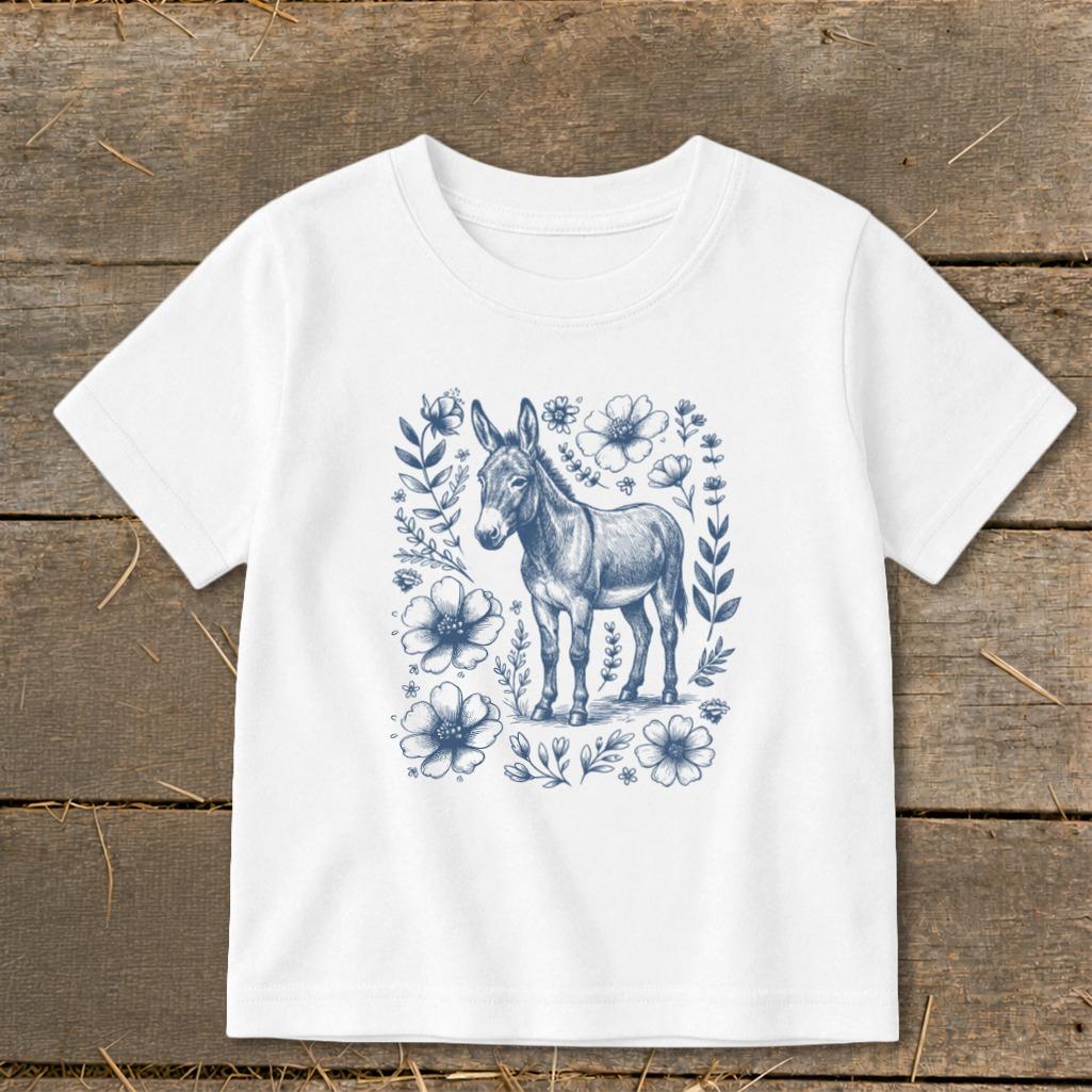 Botanical Donkey Illustration Toddler Tee