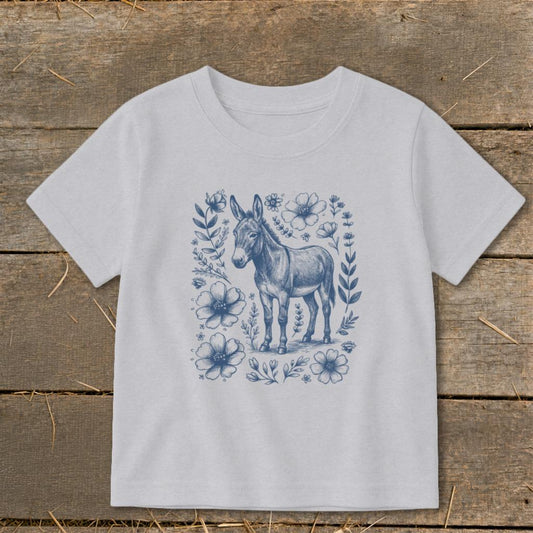 Botanical Donkey Illustration Toddler Tee