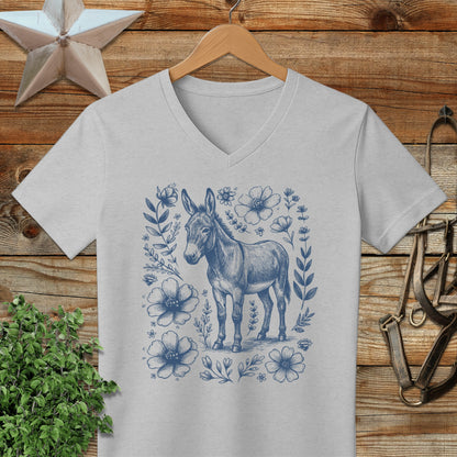 Botanical Donkey Illustration V-neck