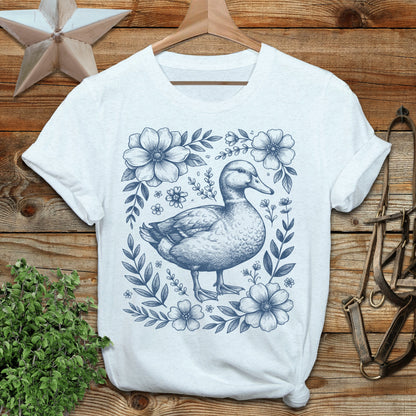 Botanical Duck Illustration Softstyle Tee