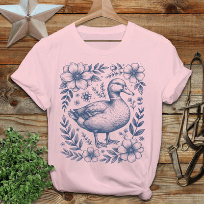Botanical Duck Illustration Softstyle Tee