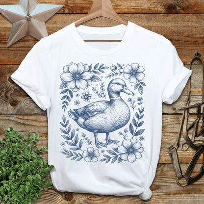 Botanical Duck Illustration Softstyle Tee