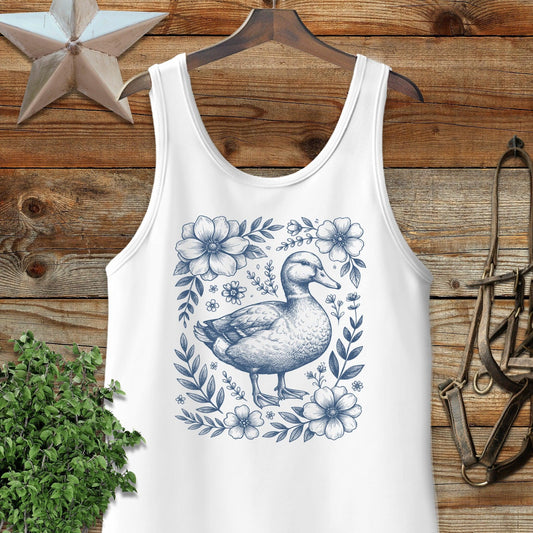 Botanical Duck Illustration Tank Top