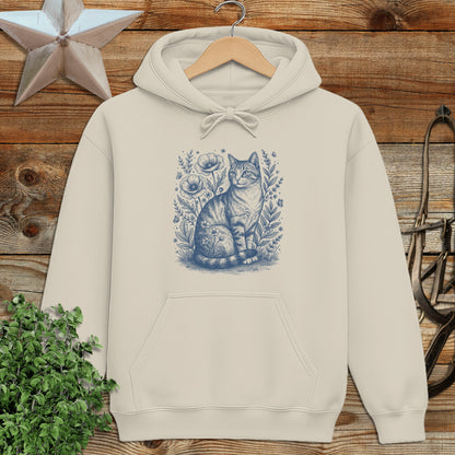 Botanical Farm Cat Illustration Hoodie