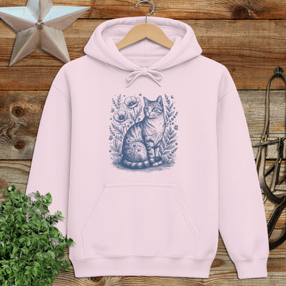Botanical Farm Cat Illustration Hoodie