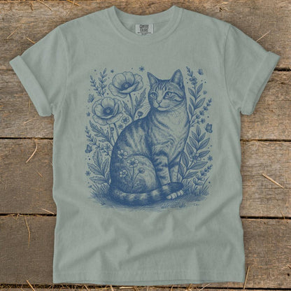 Botanical Farm Cat Illustration Signature Tee