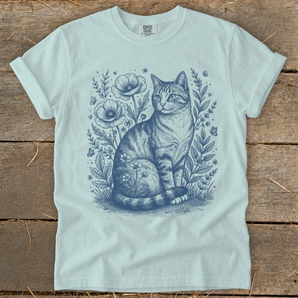 Botanical Farm Cat Illustration Signature Tee