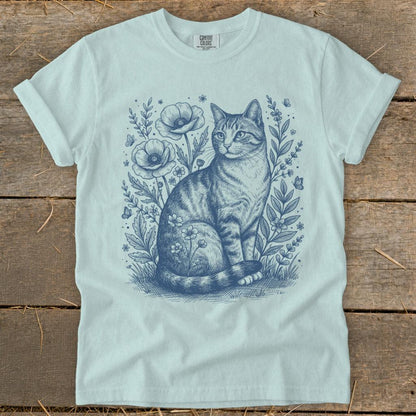 Botanical Farm Cat Illustration Signature Tee