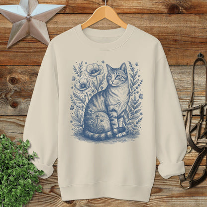 Botanical Farm Cat Illustration Sweatshirt