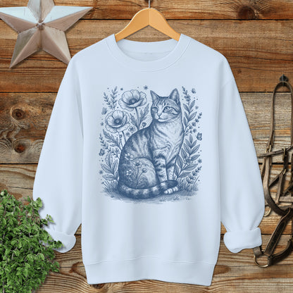 Botanical Farm Cat Illustration Sweatshirt