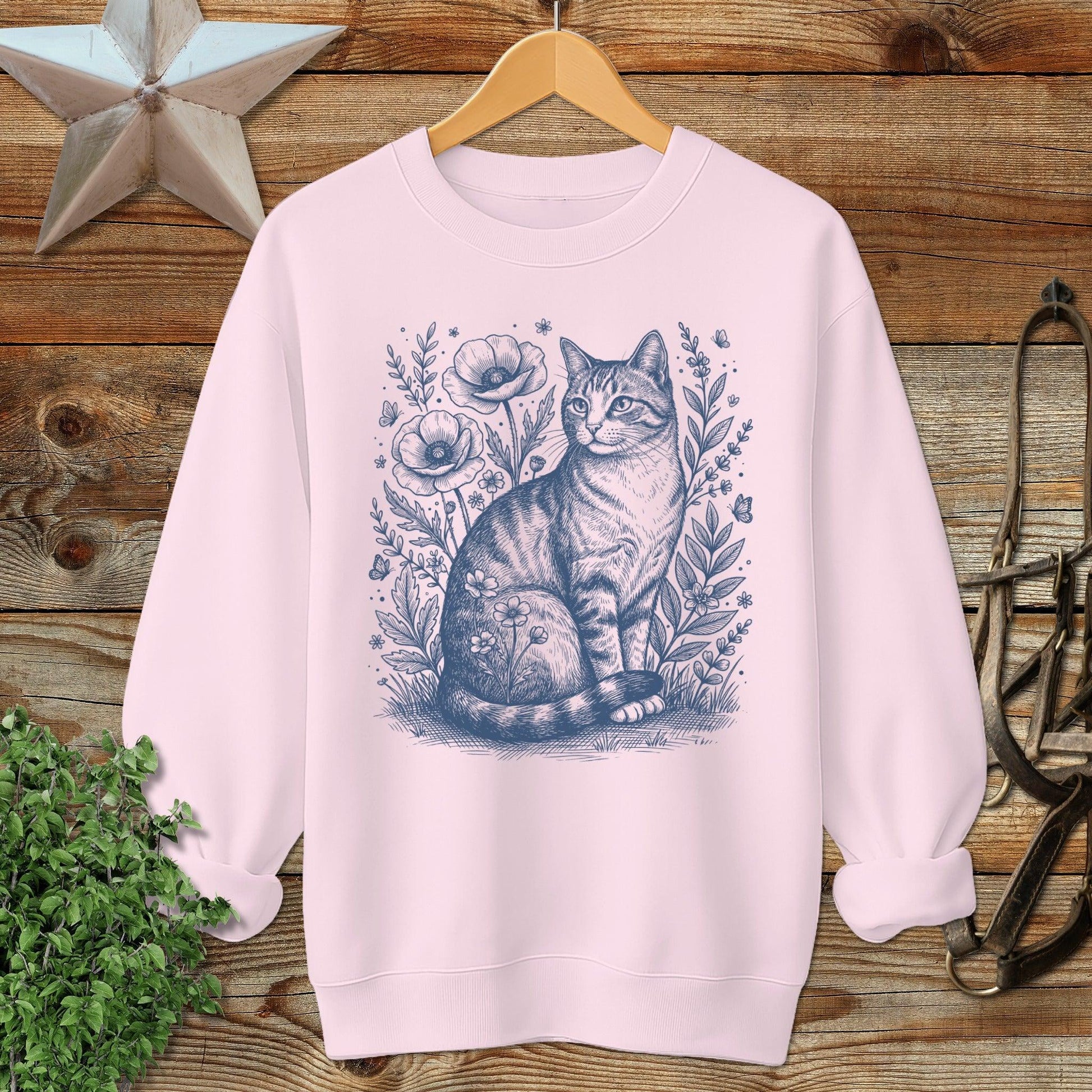 Botanical Farm Cat Illustration Sweatshirt