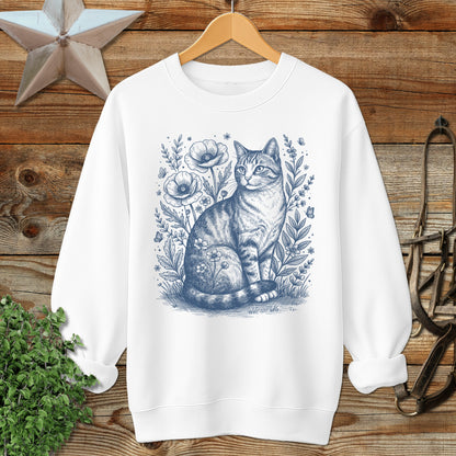Botanical Farm Cat Illustration Sweatshirt