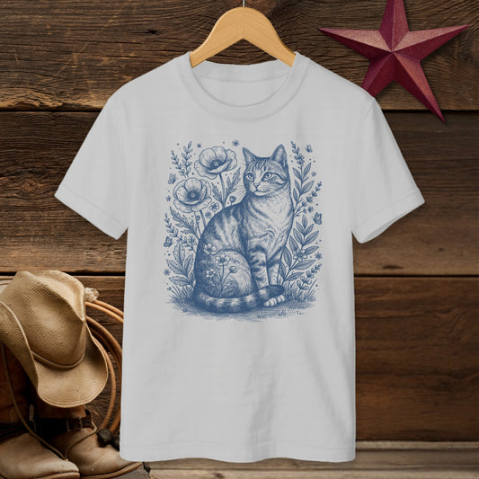 Botanical Farm Cat Illustration T-shirt (Youth)
