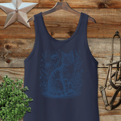 Botanical Farm Cat Illustration Tank Top