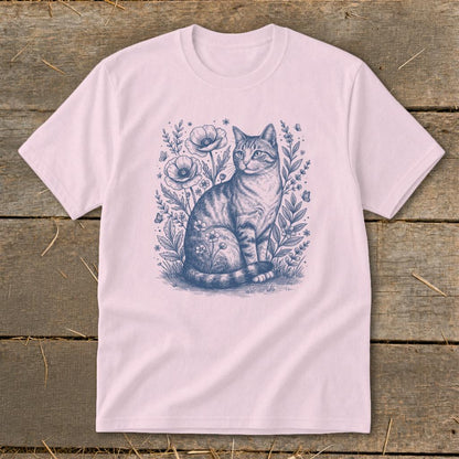 Botanical Farm Cat Illustration Youth Tee
