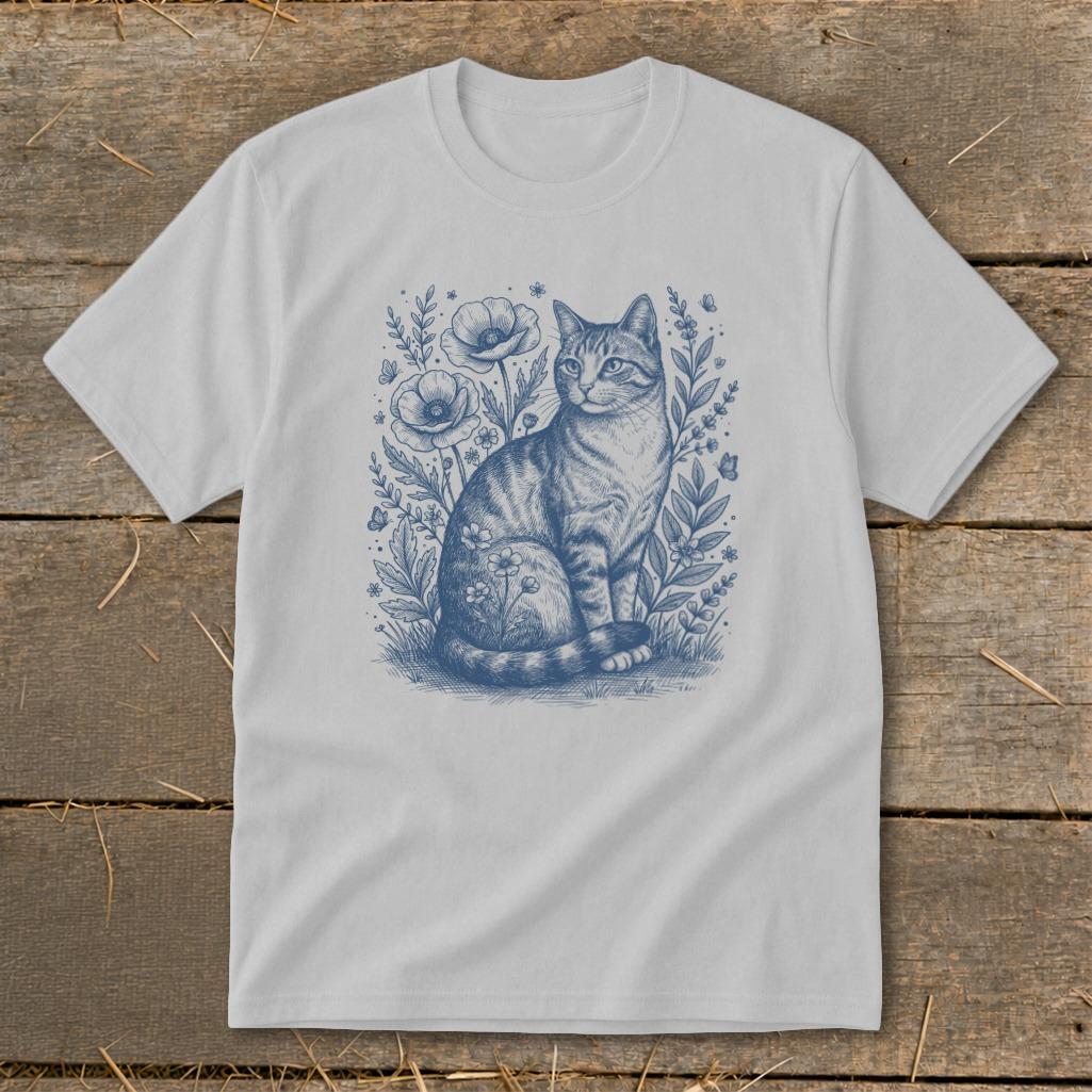 Botanical Farm Cat Illustration Youth Tee