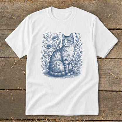 Botanical Farm Cat Illustration Youth Tee