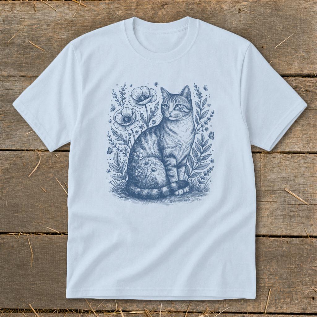 Botanical Farm Cat Illustration Youth Tee