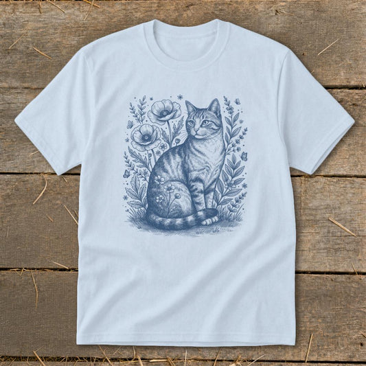 Botanical Farm Cat Illustration Youth Tee