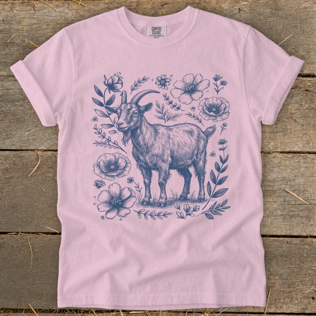 Botanical Goat Illustration Signature Tee