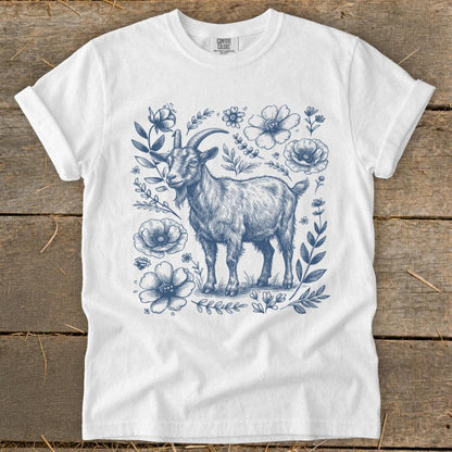 Botanical Goat Illustration Signature Tee