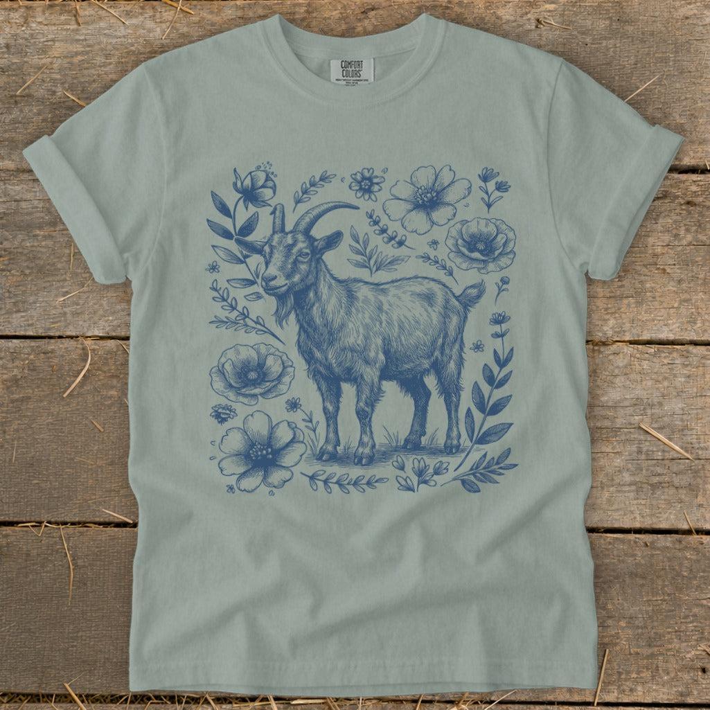 Botanical Goat Illustration Signature Tee