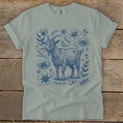Botanical Goat Illustration Signature Tee
