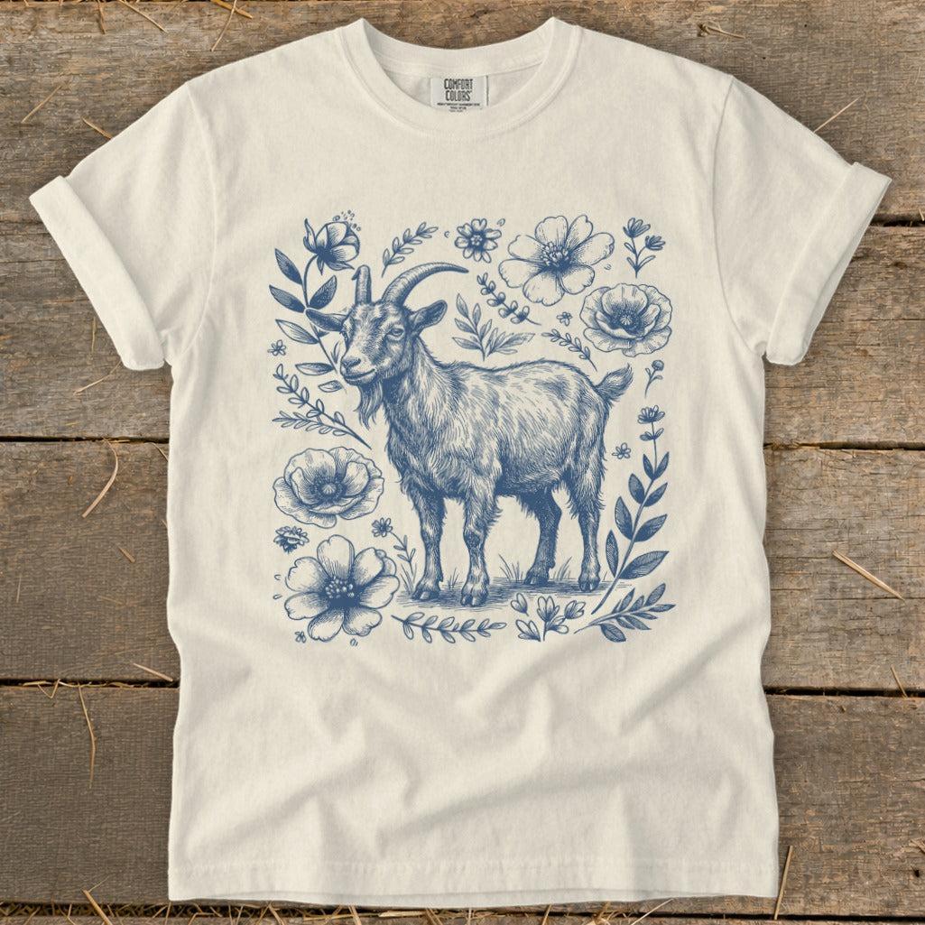 Botanical Goat Illustration Signature Tee