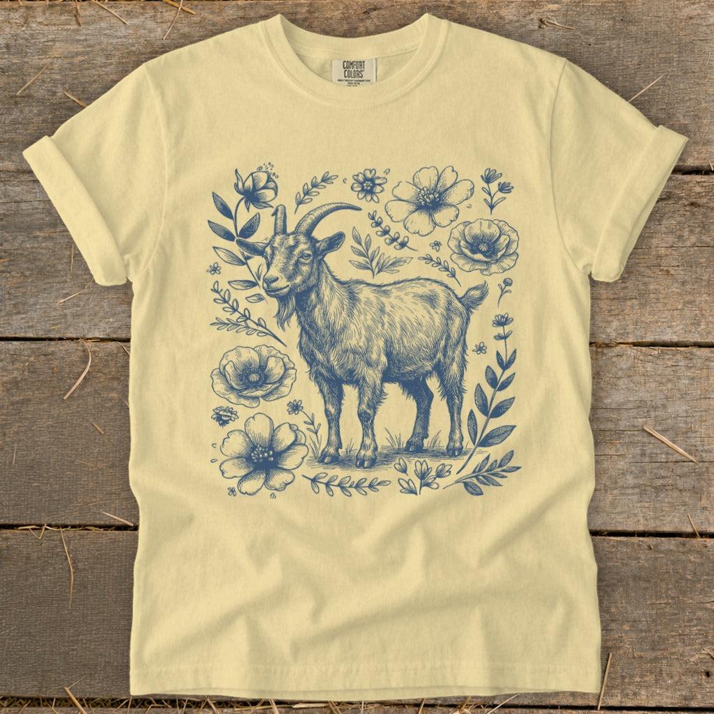 Botanical Goat Illustration Signature Tee