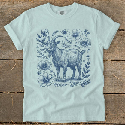 Botanical Goat Illustration Signature Tee