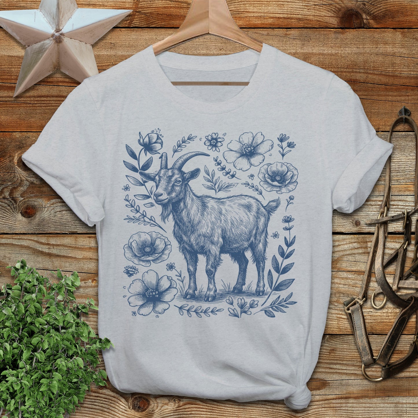 Botanical Goat Illustration Softstyle Tee