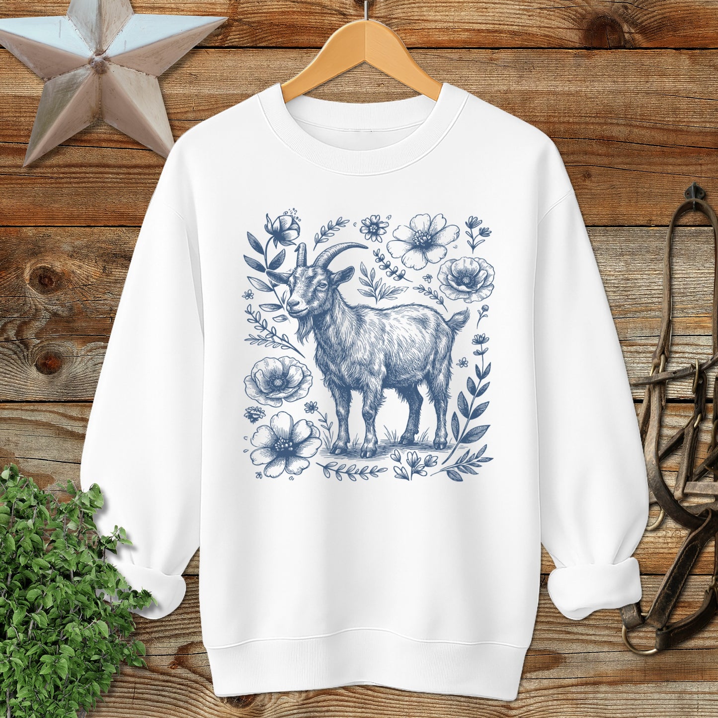 Botanical Goat Illustration Sweatshirt
