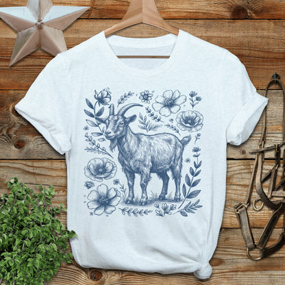 Botanical Goat Illustration T-Shirt