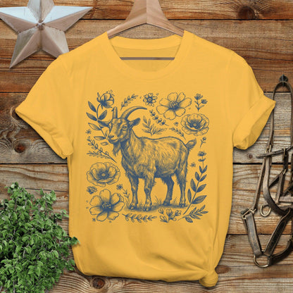 Botanical Goat Illustration T-Shirt