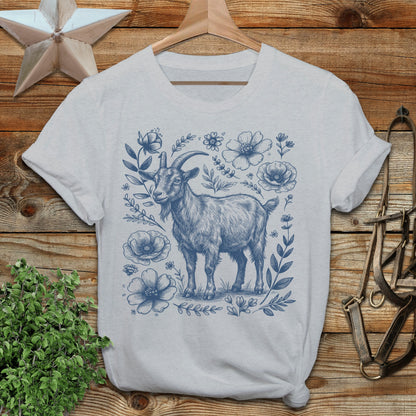 Botanical Goat Illustration T-Shirt