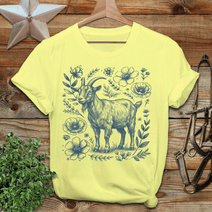 Botanical Goat Illustration T-Shirt