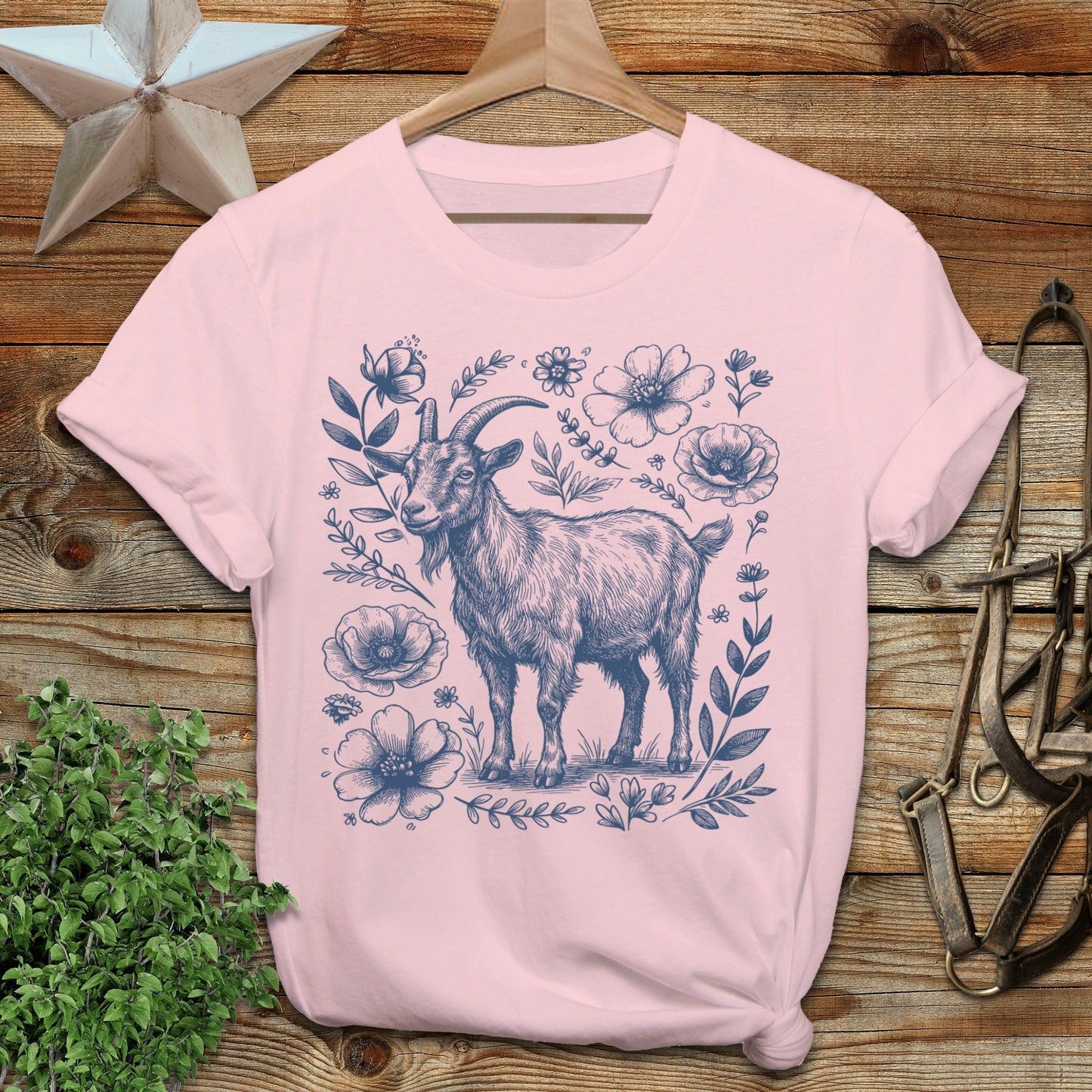 Botanical Goat Illustration T-Shirt